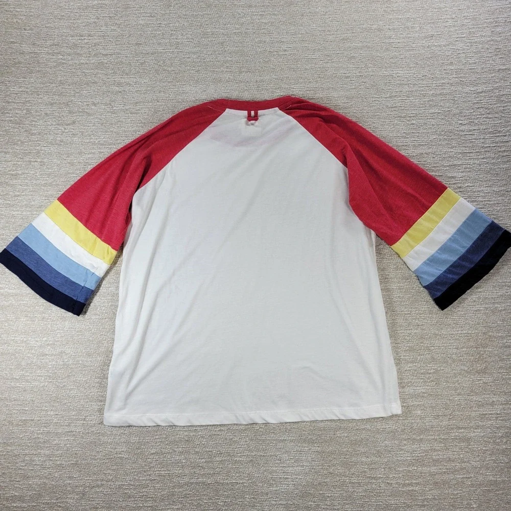 Camp Collection x Free People Yellowstone Tee M Rainbow Stripe Raglan 3/4 Sleeve